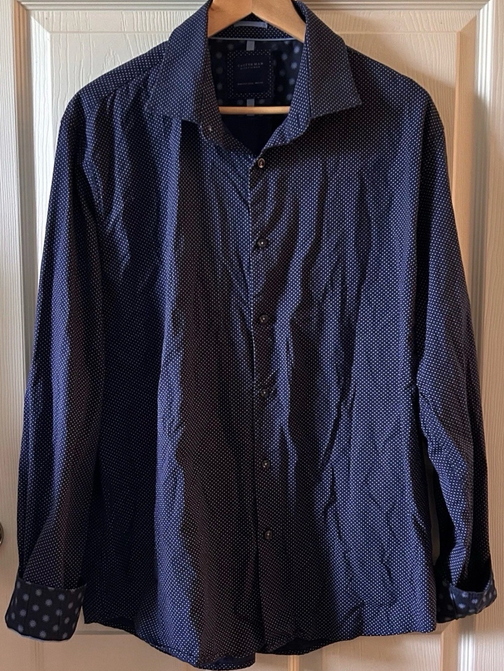 Cactus Man Ricky Singh Preppy Y2K Hipster Navy Blue Dot Contrasting Cuffs Sz 3XL